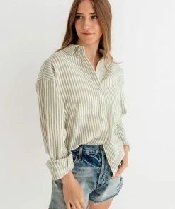 BT TOPS Ralph Pinstripe Button Down Top