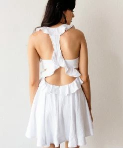 DO + BE COLLECTION Aleena Ruffle Cut Out Dress - White