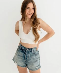 BT Jolie Ribbed Seamless Crop Top - White