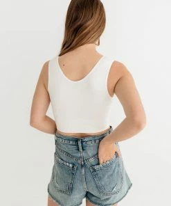 BT Jolie Ribbed Seamless Crop Top - White