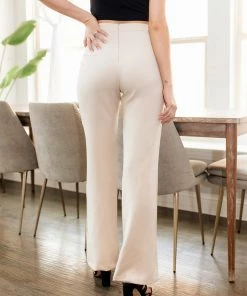 DO + BE COLLECTION BOTTOMS Leona Front Slit High Rise Trouser Pants
