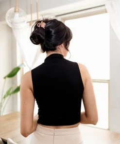 BT Let's Get Away Mock Neck Knit Top - Black