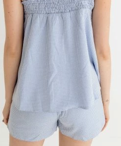 HEY SON Milani Gingham Elastic Waist Shorts - Sky