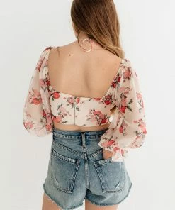ONE & ONLY COLLECTIVE Coming Up Roses Tie Floral Crop Top TOPS