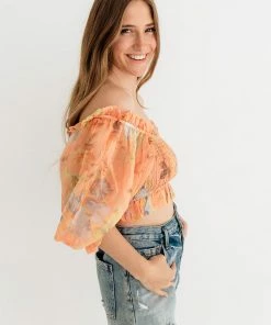 ONE & ONLY COLLECTIVE Holloway Floral Smocked Crop Top TOPS