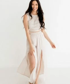 BT BRIDAL Pure Bliss Slit Satin Pants - Pearl 15 BT BRIDAL Pure Bliss Slit Satin Pants - Pearl