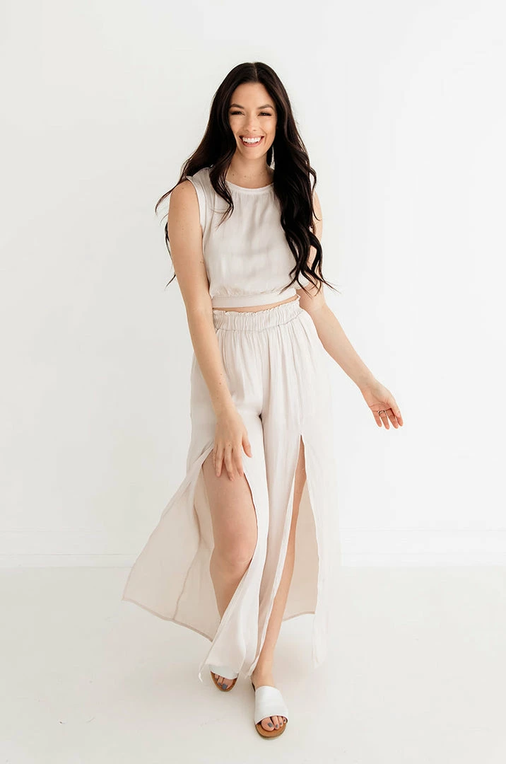 BT BRIDAL Pure Bliss Slit Satin Pants - Pearl 5 BT BRIDAL Pure Bliss Slit Satin Pants - Pearl