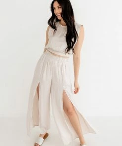 BT BRIDAL Pure Bliss Slit Satin Pants - Pearl