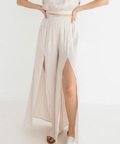 BT BRIDAL Pure Bliss Slit Satin Pants - Pearl 16 BT BRIDAL Pure Bliss Slit Satin Pants - Pearl