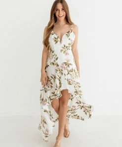 ONE & ONLY COLLECTIVE Kelly Floral High Low Ruffle Maxi Dress