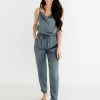 FATE Luminous Cowl Neck Satin Jumpsuit