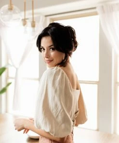 HEY SON TOPS Tanya Reversible Linen Tie Crop Top- Oatmeal 16 HEY SON TOPS Tanya Reversible Linen Tie Crop Top- Oatmeal