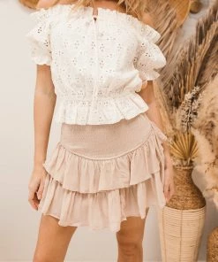 BT BRIDAL Cruz Eyelet Off The Shoulder Crop Top