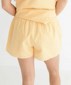 HEY SON MATCHING SETS Milani Gingham Elastic Waist Shorts - Lemon