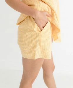 HEY SON MATCHING SETS Milani Gingham Elastic Waist Shorts - Lemon
