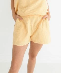 HEY SON MATCHING SETS Milani Gingham Elastic Waist Shorts - Lemon
