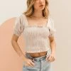 BT Shaun Cotton Smocked Crop Top - Clay TOPS