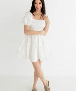 MABLE Blair Cotton Puff Sleeve Smocked Babydoll Dress 16 MABLE Blair Cotton Puff Sleeve Smocked Babydoll Dress