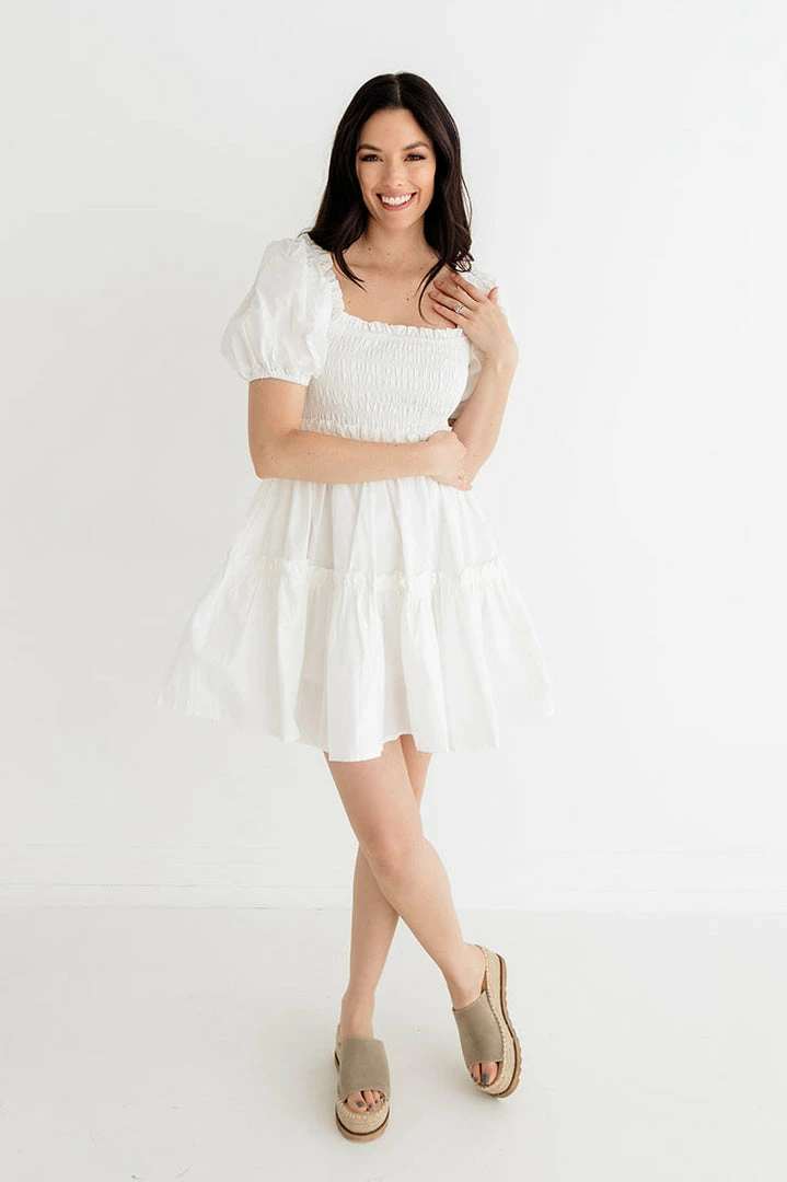 MABLE Blair Cotton Puff Sleeve Smocked Babydoll Dress 6 MABLE Blair Cotton Puff Sleeve Smocked Babydoll Dress