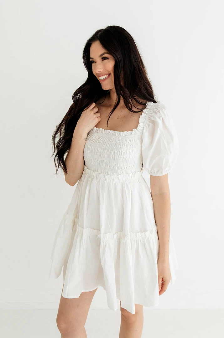 MABLE Blair Cotton Puff Sleeve Smocked Babydoll Dress 4 MABLE Blair Cotton Puff Sleeve Smocked Babydoll Dress