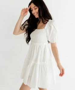 MABLE Blair Cotton Puff Sleeve Smocked Babydoll Dress 17 MABLE Blair Cotton Puff Sleeve Smocked Babydoll Dress