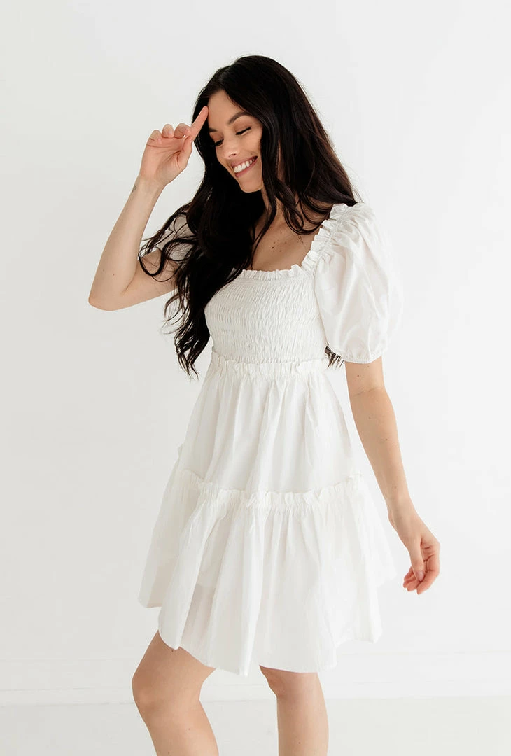 MABLE Blair Cotton Puff Sleeve Smocked Babydoll Dress 7 MABLE Blair Cotton Puff Sleeve Smocked Babydoll Dress