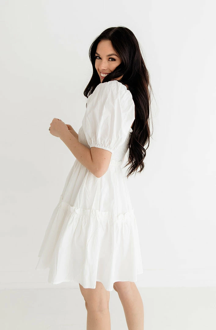 MABLE Blair Cotton Puff Sleeve Smocked Babydoll Dress 5 MABLE Blair Cotton Puff Sleeve Smocked Babydoll Dress