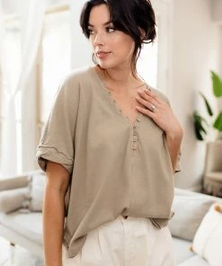 BT Trey Button Down Top - Olive BEST SELLERS