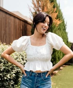 BT BEST SELLERS Dear August Puff Sleeve Crop Top