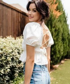 BT BEST SELLERS Dear August Puff Sleeve Crop Top