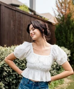 BT BEST SELLERS Dear August Puff Sleeve Crop Top