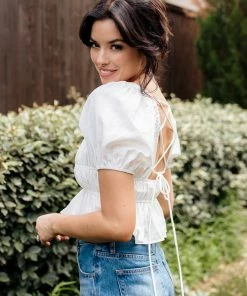 BT BEST SELLERS Dear August Puff Sleeve Crop Top