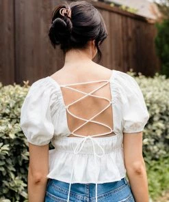 BT BEST SELLERS Dear August Puff Sleeve Crop Top