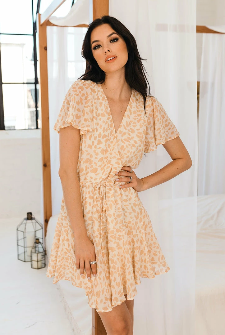 BT ANIMAL PRINT Schultz Surplice Ruffle Mini Dress 6 BT ANIMAL PRINT Schultz Surplice Ruffle Mini Dress