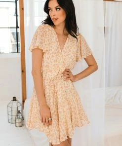 BT ANIMAL PRINT Schultz Surplice Ruffle Mini Dress