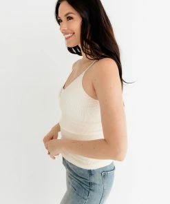BT Front Mesh Ribbed Cami - Cream RESTOCKED