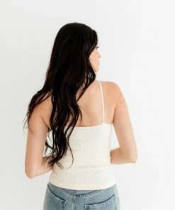 BT Front Mesh Ribbed Cami - Cream RESTOCKED