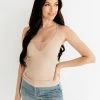 BT RESTOCKED Front Mesh Ribbed Cami - Latte 1 BT RESTOCKED Front Mesh Ribbed Cami - Latte