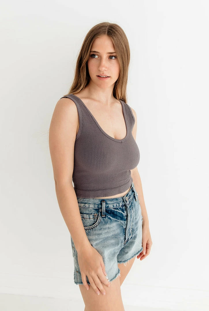 BT Izzy Ribbed Crop Tank - Charcoal BEST SELLERS 4 BT Izzy Ribbed Crop Tank - Charcoal BEST SELLERS