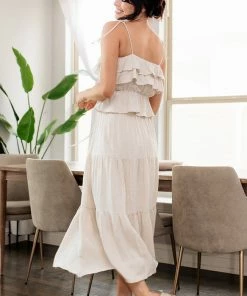 BT BEST SELLERS Maven Linen Ruffle Cami Tank Top