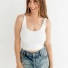 BT Brock Seamless Knit Crop Tank Top - White TOPS