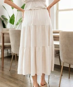 BT Maven Linen Tiered Midi Skirt