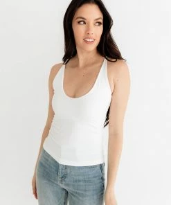 BT BEST SELLERS Seamless Scoop Neck Cami - White