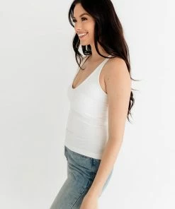 BT BEST SELLERS Seamless Scoop Neck Cami - White