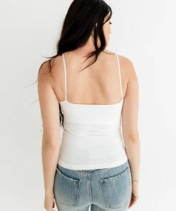 BT BEST SELLERS Seamless Scoop Neck Cami - White