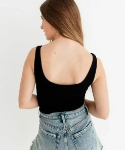 BT Brock Seamless Knit Crop Tank Top - Black