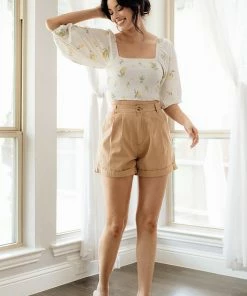 BT BEST SELLERS Lemon Zest Smocked Crop Top