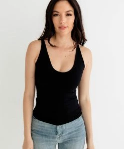 BT BEST SELLERS Seamless Scoop Neck Cami - Black
