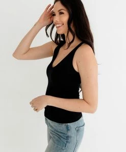 BT BEST SELLERS Seamless Scoop Neck Cami - Black