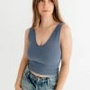 BT TOPS Weekender Seamless Crop Tank - Steel Blue
